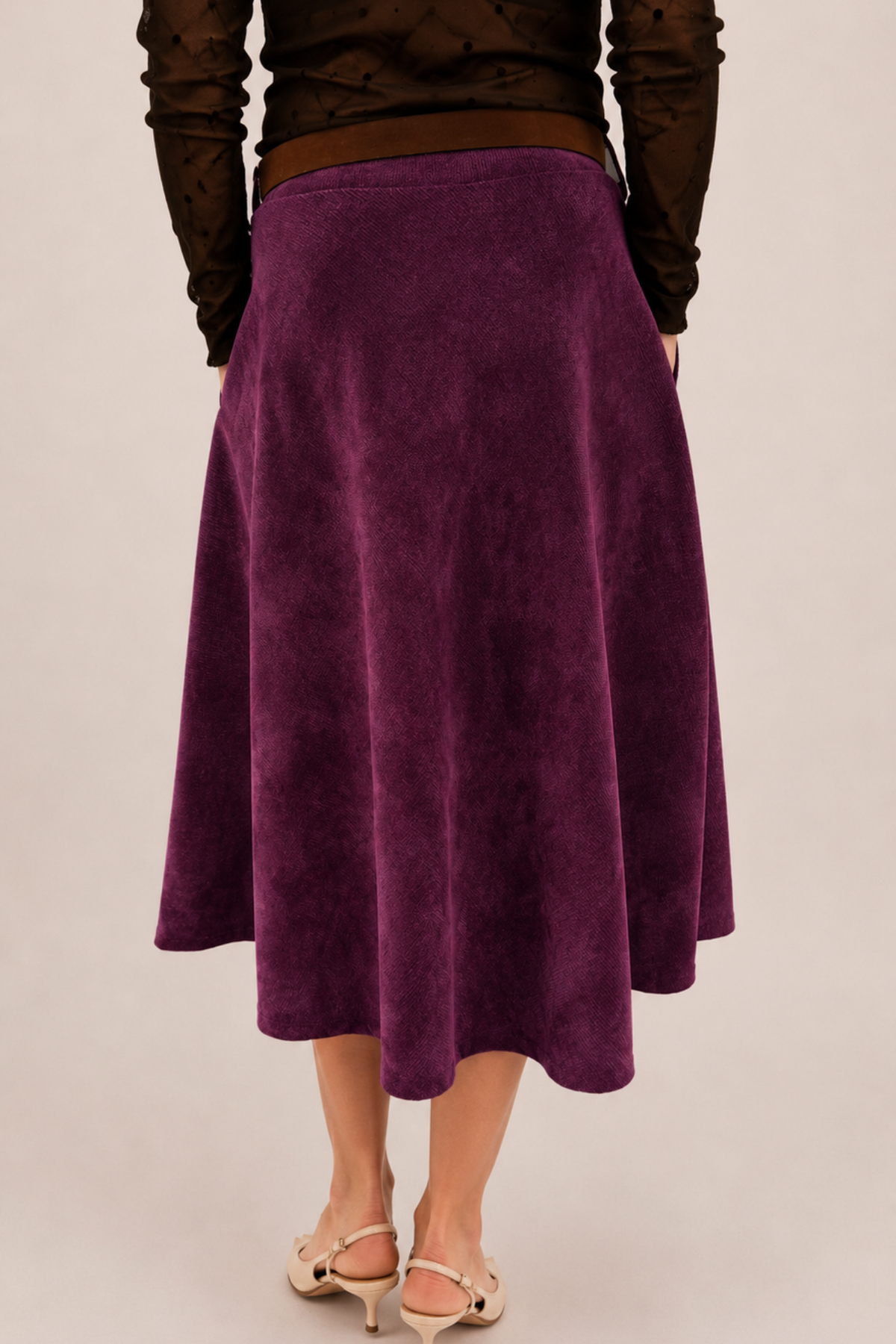Eleganti A-veida midi svārki bordo