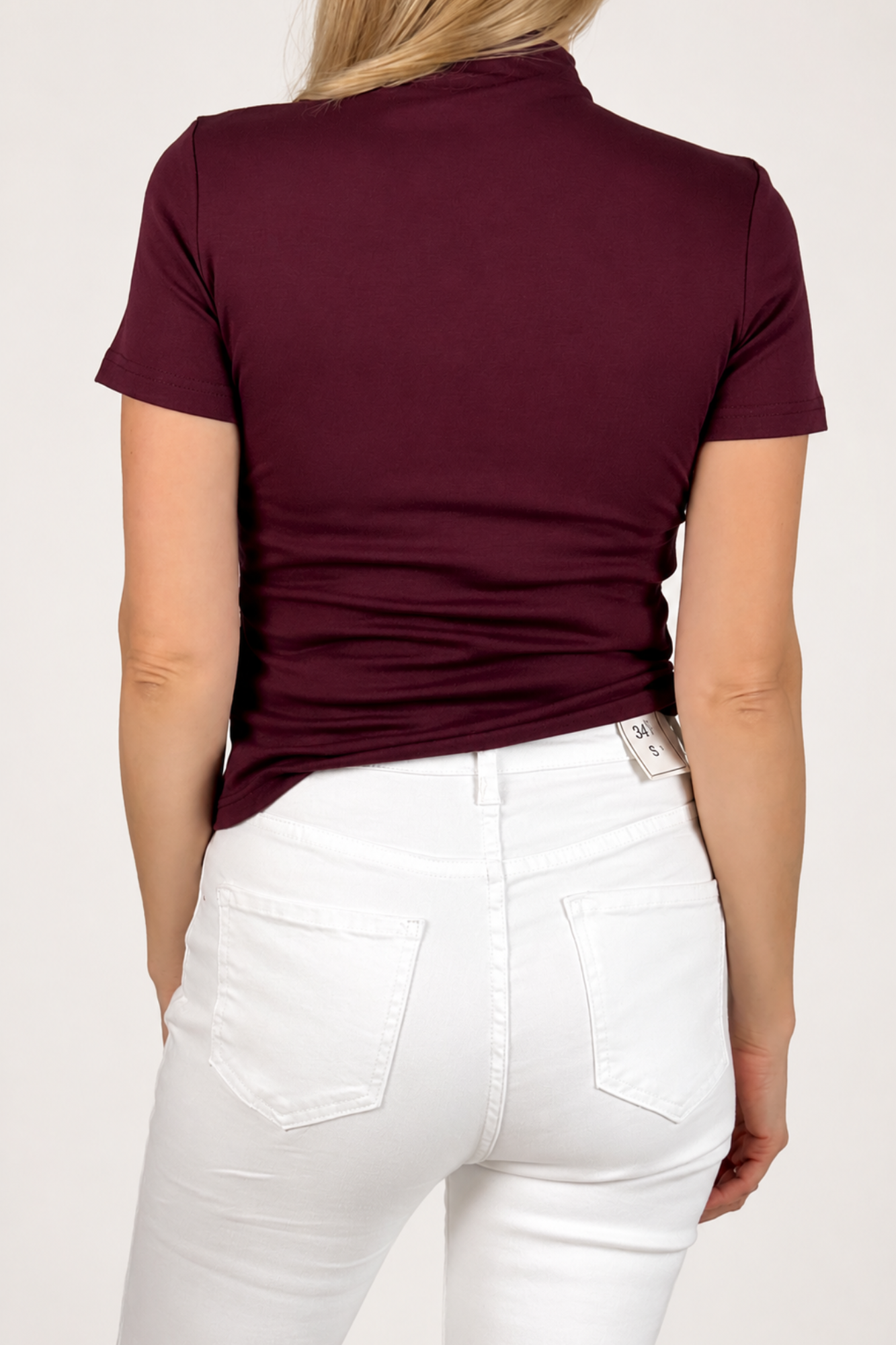 Elegants bordo tops ar augsto apkakli