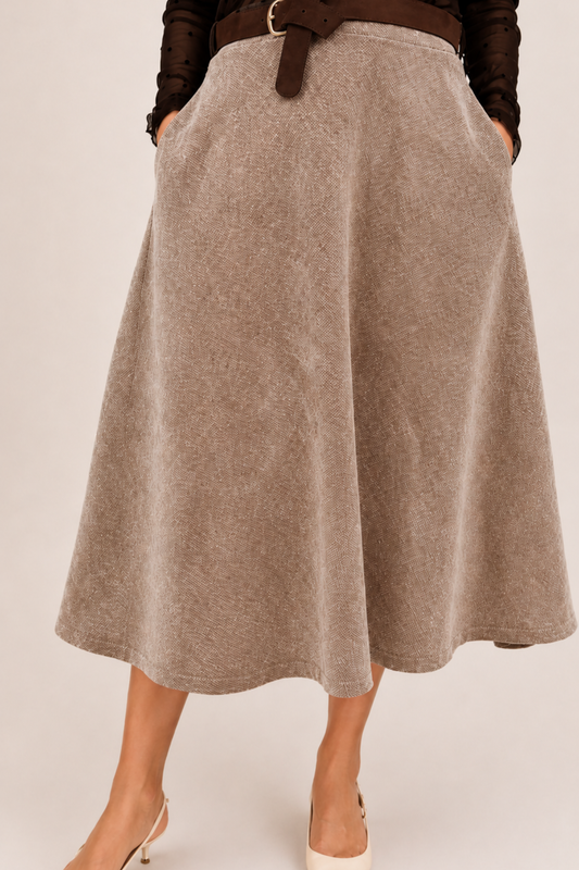 Eleganti A-veida midi svārki bēši