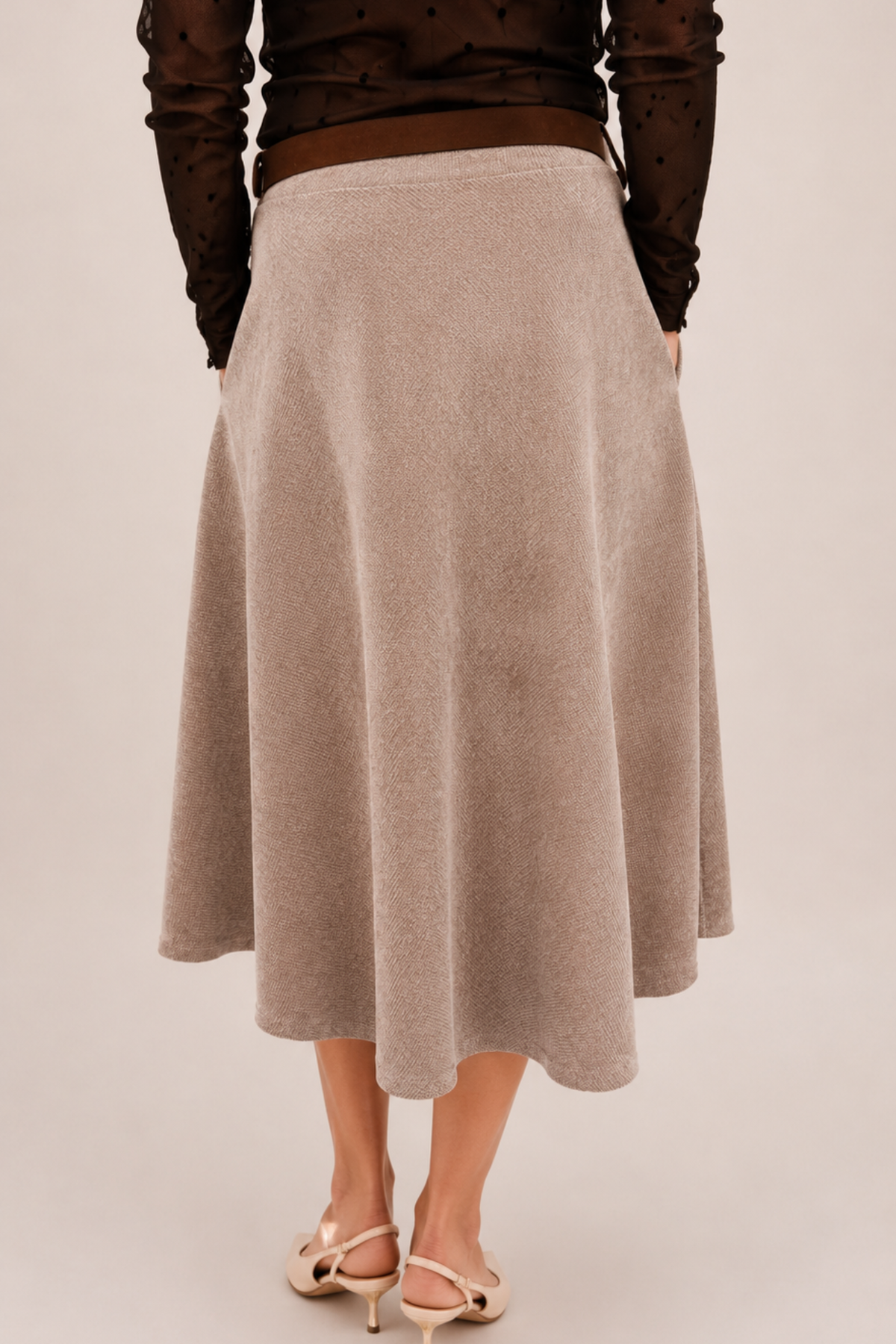 Eleganti A-veida midi svārki bēši