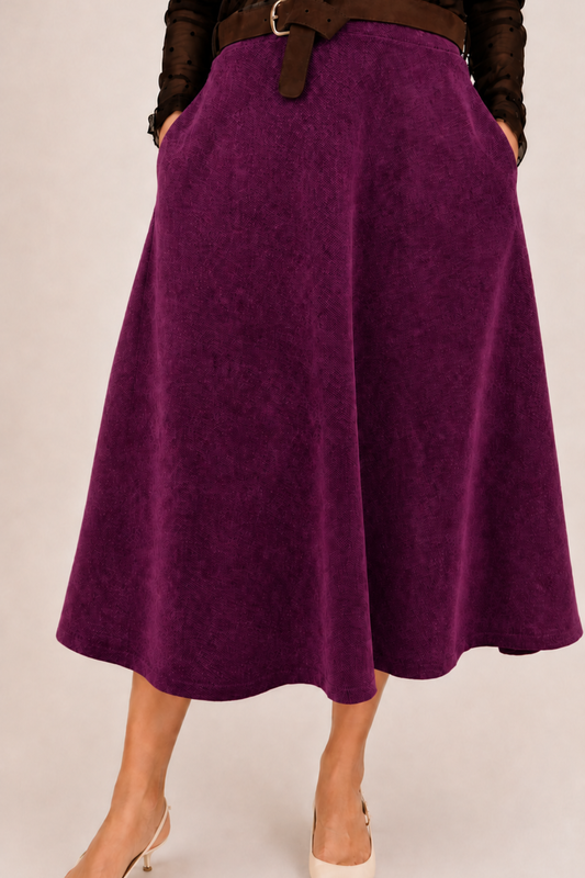 Eleganti A-veida midi svārki bordo