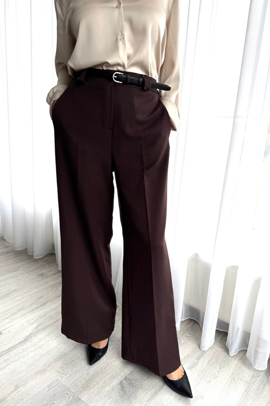 Brūnas plata griezuma bikses