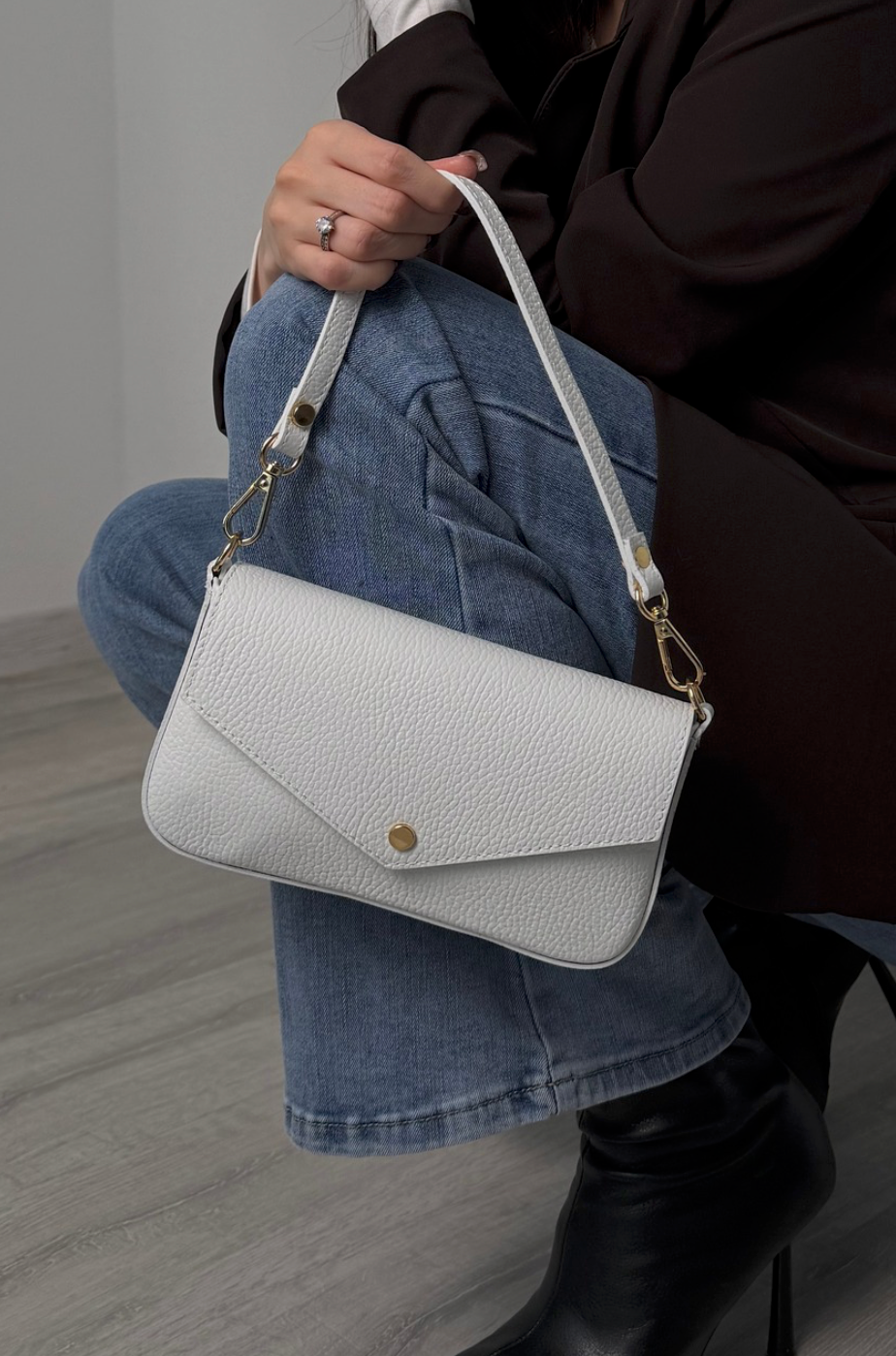 Mini ādas somiņa balta